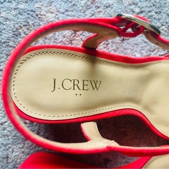 J. Crew Belvedere Red Wedge Sandals with Ankle Strap - Picture 6 of 9